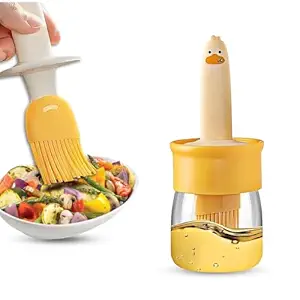 ALINCOLN GROUPS Premium Cooking Oil Dispenser Bottle with Silicone Brush 200ML |Oil Bottle for Kitchen Leak-proof Transparent Jar for Cooking, Baking, Grilling & BBQ|Versatile Oil Container with Brush