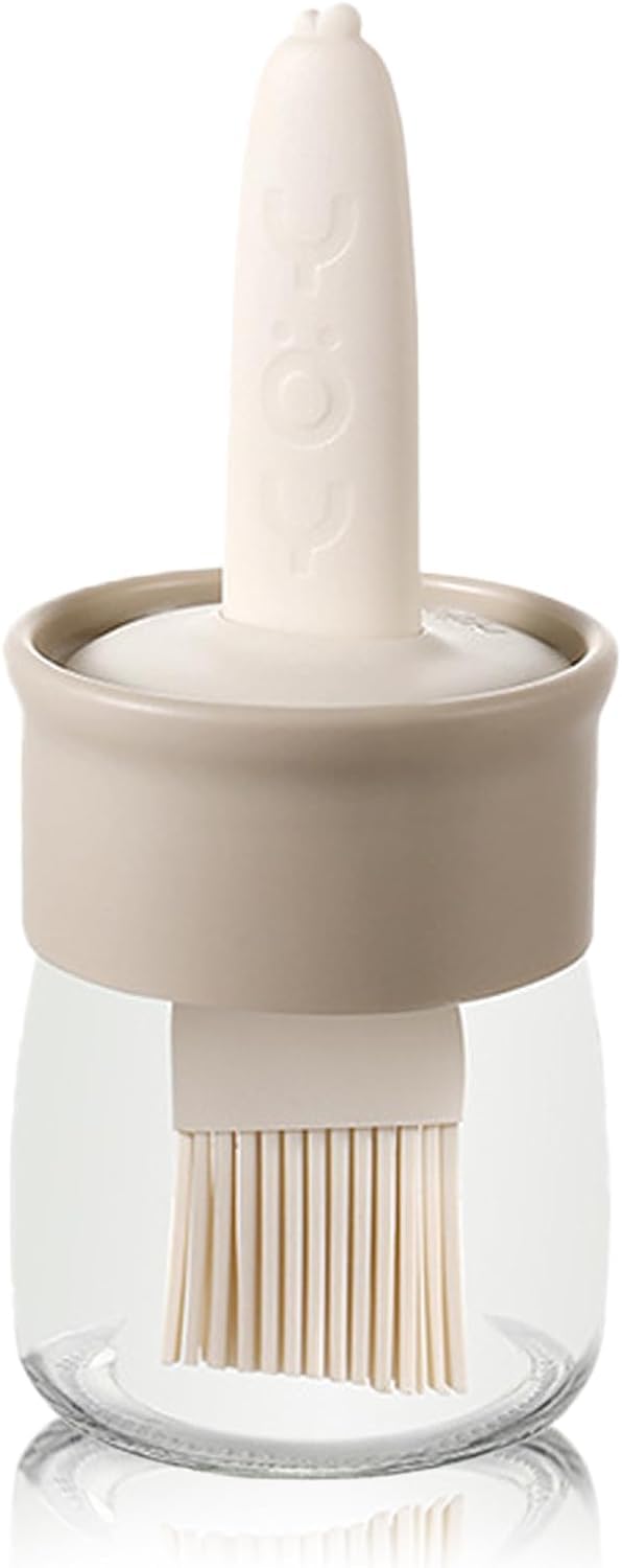 LESIGE Silicone Brush and high Temperature Resistant Oil Bottle Integrated Barbecue Cooking Utensils Home&Kitchen. (White)