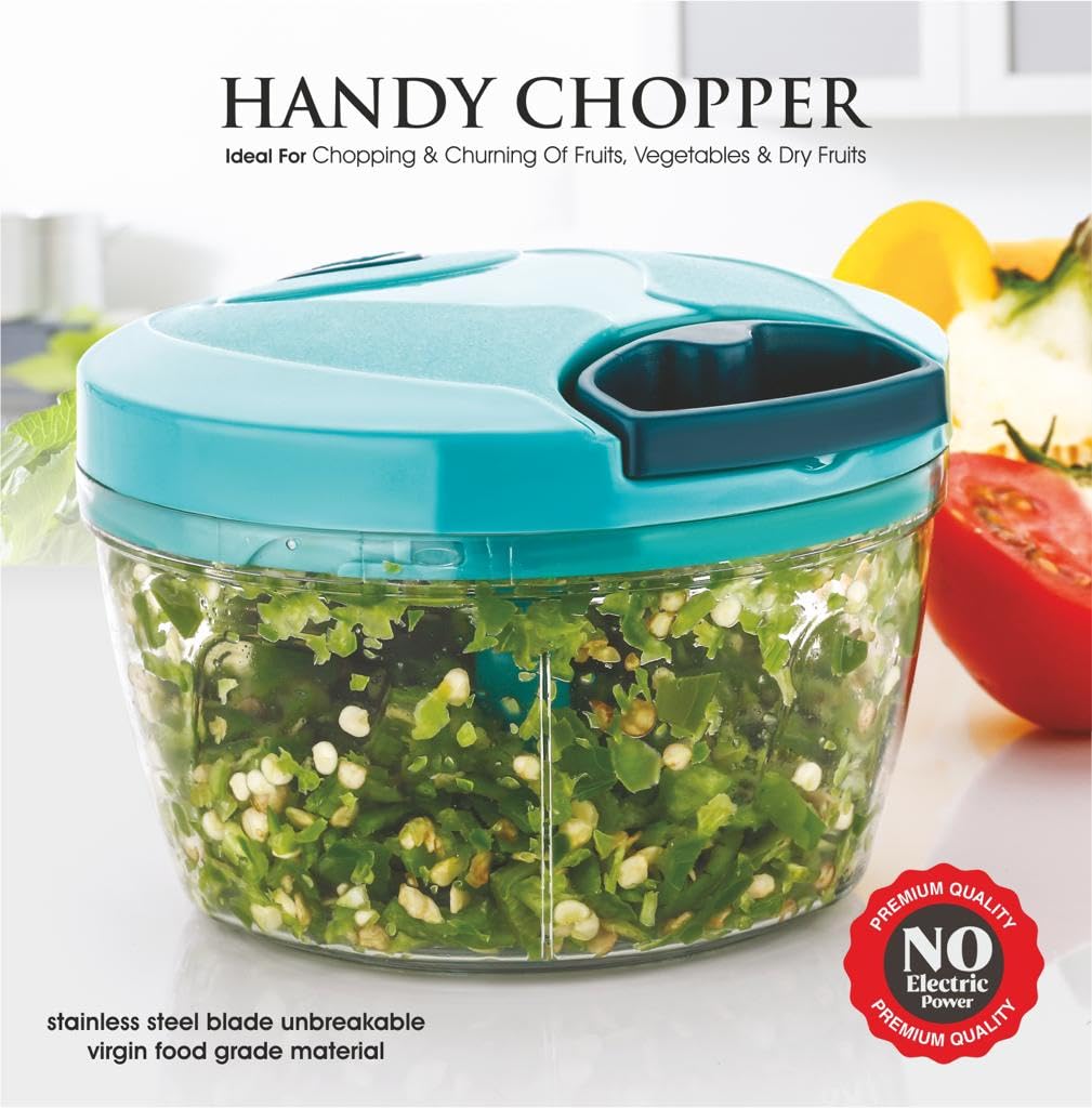 Store 850ml String Chopper for Kitchen | Manual Chopper for Vegetable | Onion Chopper | 5 Blades & 1 Plastic Whisker | Set of 1