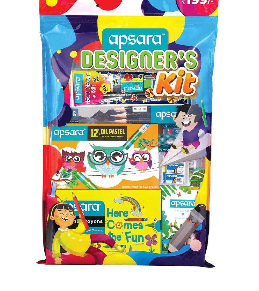 Apsara Wood Designer’s Kit|Non-Toxic & Child safe|Attractively Packaged|Ideal & Birthday Gift Pack|Drawing Kit for Artists|Kids Gifting Set|Complete Art Set|Fun Children’s Gift|Pack of 1, Blue