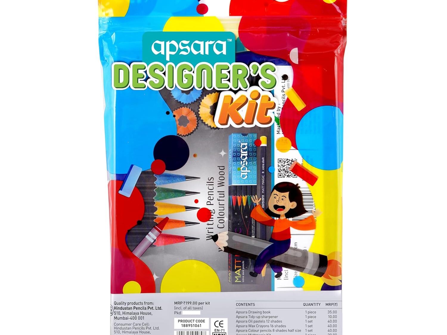 Apsara Wood Designer’s Kit|Non-Toxic & Child safe|Attractively Packaged|Ideal & Birthday Gift Pack|Drawing Kit for Artists|Kids Gifting Set|Complete Art Set|Fun Children’s Gift|Pack of 1, Blue